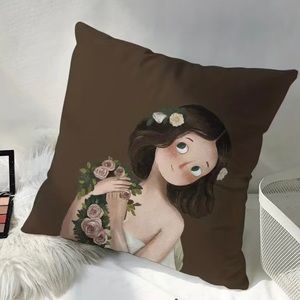 1pc, Cute Bouquet Girl Single Sided Printed‎ Pillow Sofa Bedroom Living Room Bed